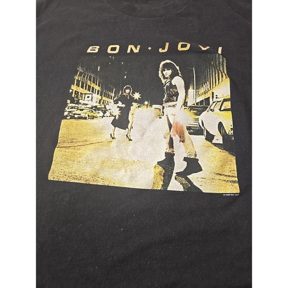 Vtg Bon Jovi T-Shirt Men's L 80s Runaway Rock Band Tee Jon Concert Rare - Picture 3 of 16